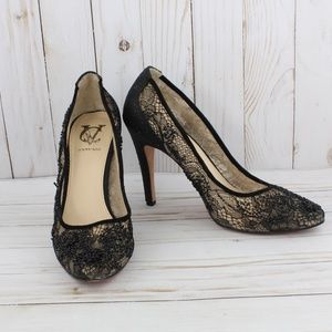 VC Signature Vince Camuto Women's Black Lace Beaded Pumps